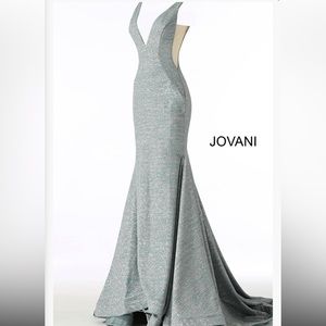Jovani 45811 Glitter Plunging Prom Dress Gown Sage 8